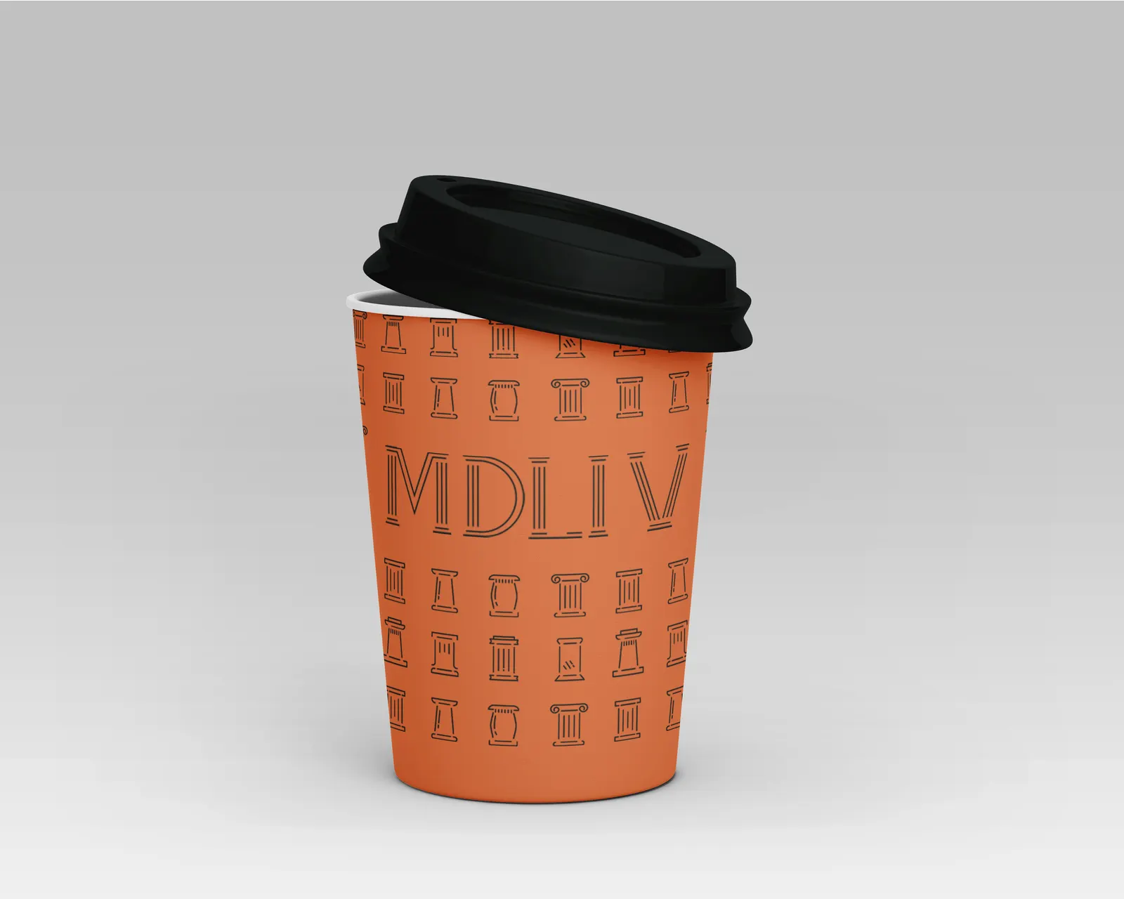 MDLIV, siyah kapaklı turuncu kahve bardağı